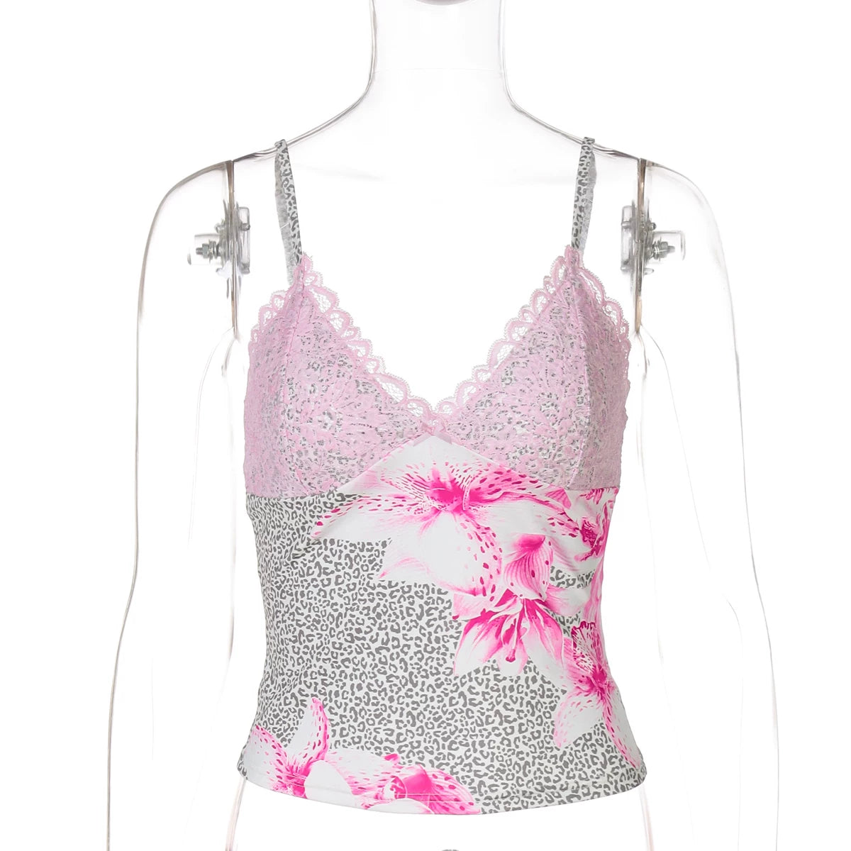 LaPose - Khelani Lace Leopard Print Cami