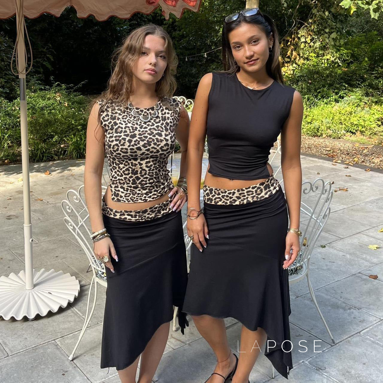 Khelani Leopard Asymmetric Skirt Set [VO299SIT]