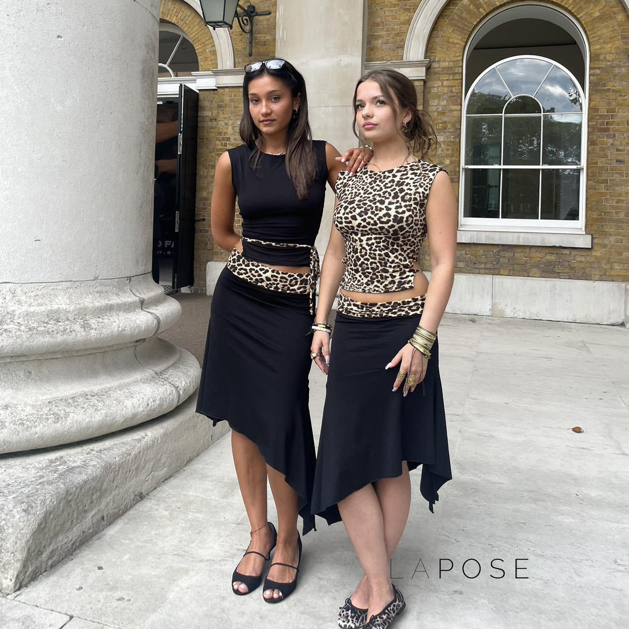 Khelani Leopard Asymmetric Skirt Set [VS8789O1]