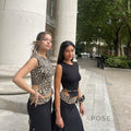 Khelani Leopard Asymmetric Skirt Set [14BEHBZ3]