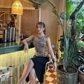 Khelani Leopard Asymmetric Skirt Set [QH6TR3OB]