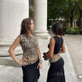 Khelani Leopard Asymmetric Skirt Set [9WRZAKFU]