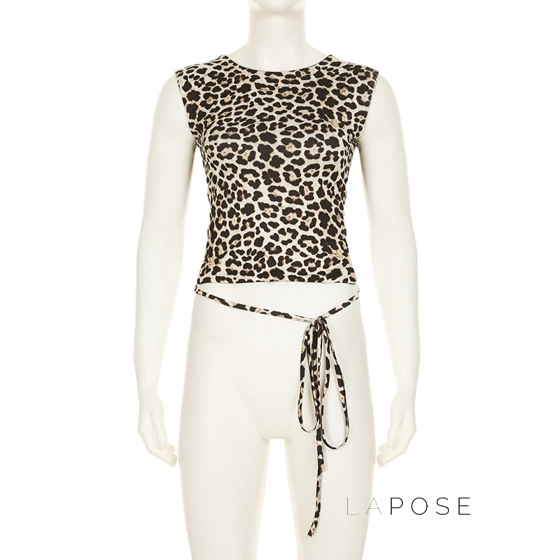 Khelani Leopard Asymmetric Skirt Set [N08YI4OG]