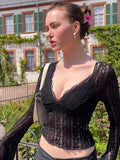 Kim Sheer Lace V-Neck Top [9NC5EON7]