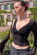Kim Sheer Lace V-Neck Top [HN58UG2G]