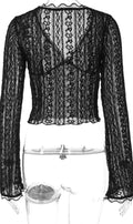 Kim Sheer Lace V-Neck Top [AD2YAIBK]