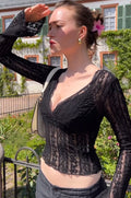 Kim Sheer Lace V-Neck Top [2P4850UK]