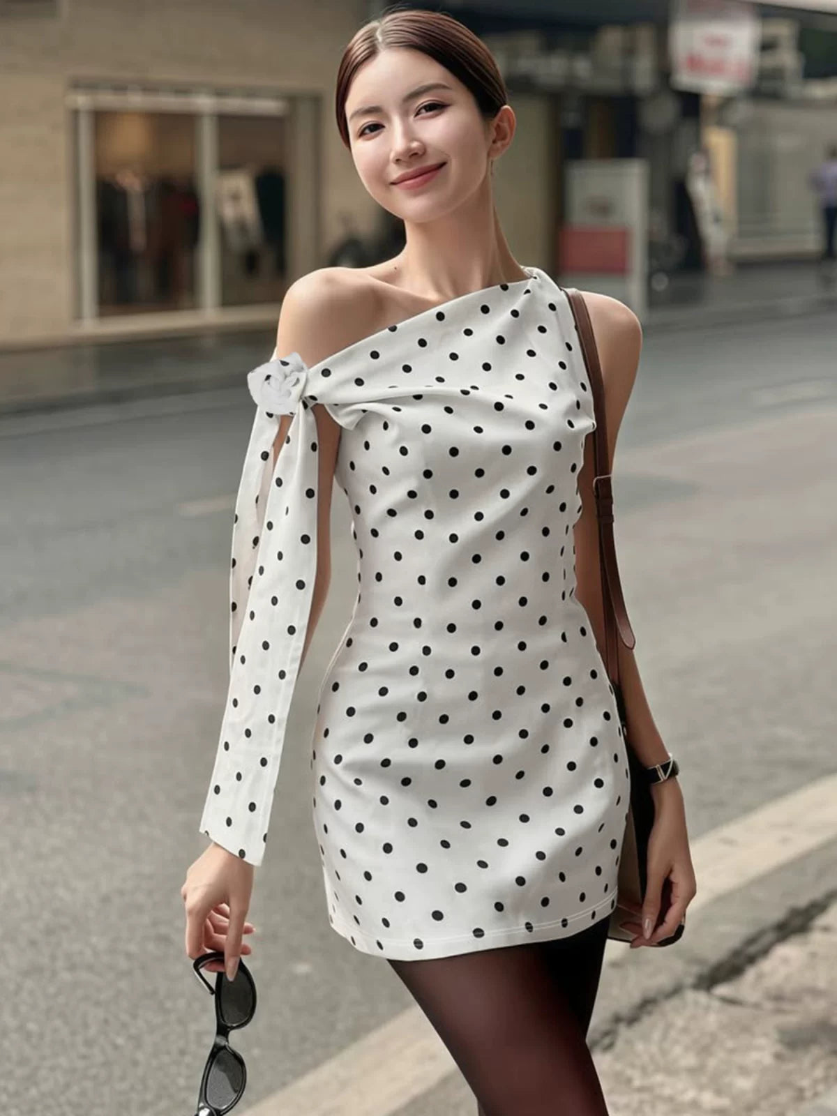Kinslee Asymmetric Polka Dot Mini