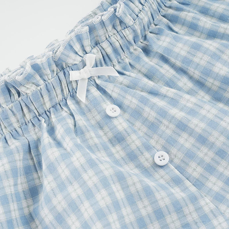 LaPose - Kinzleigh Gingham Ruffle Hem Shorts