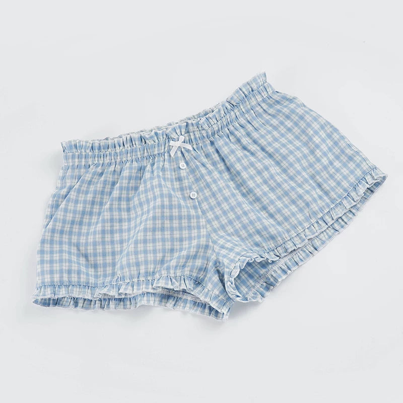 LaPose - Kinzleigh Gingham Ruffle Hem Shorts