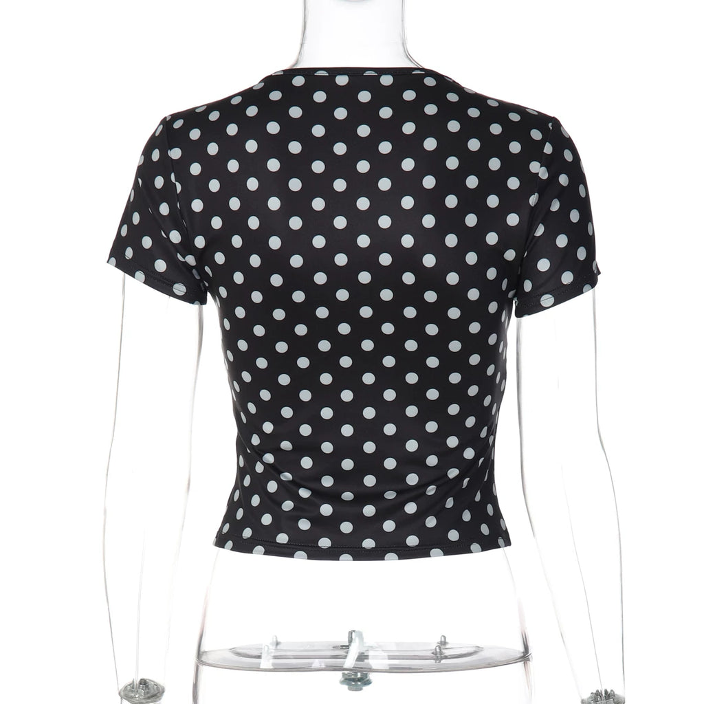 LaPose - Kirra Polka Dot Lace Trim Top