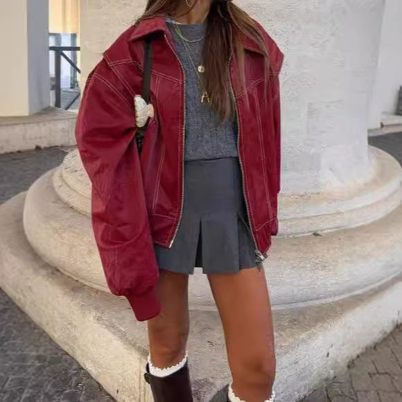 Koa Lapel Faux Leather Jacket [7JIEB6DH]