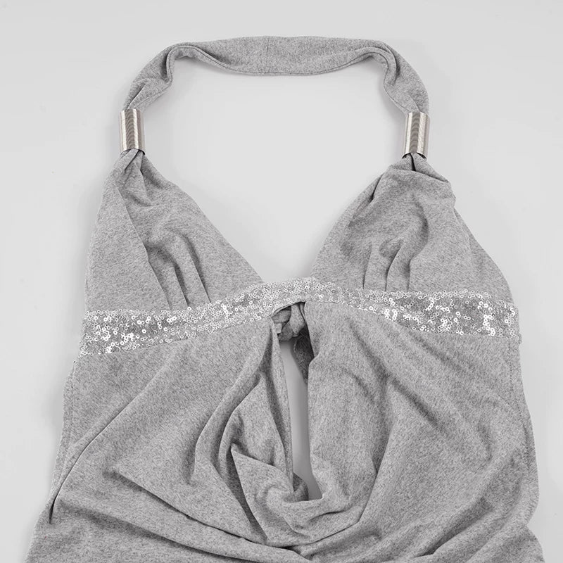 LaPose - Kolbie Sequin Halter Mini Dress