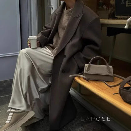 Korbyn Double-Breasted Woolen Coat [OZ2NZJ85]