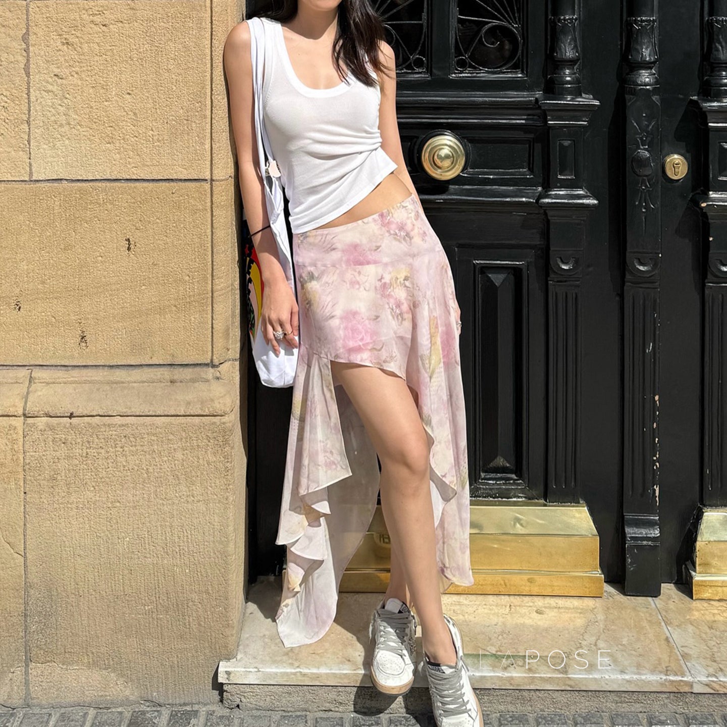 Korie Printed Ruffle Midi Skirt