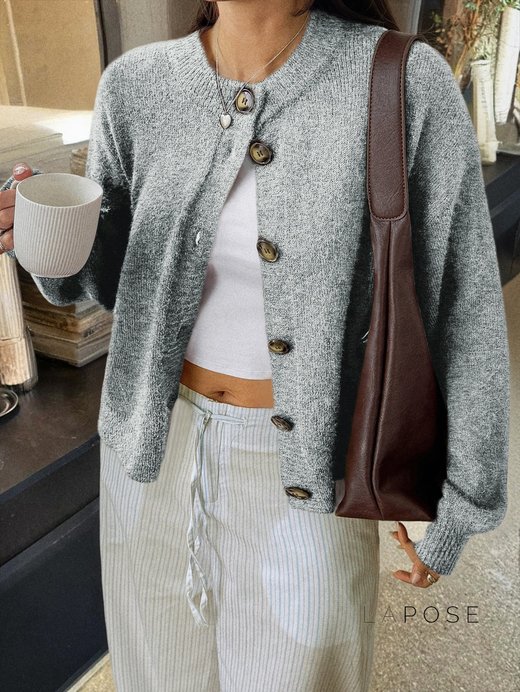 Kristy Button-Front Knit Cardigan [CS3XRF61]