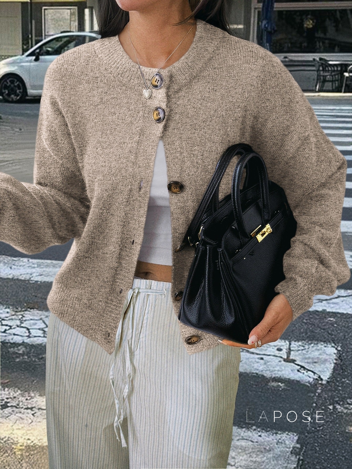 Kristy Button-Front Knit Cardigan [DMM7G734]