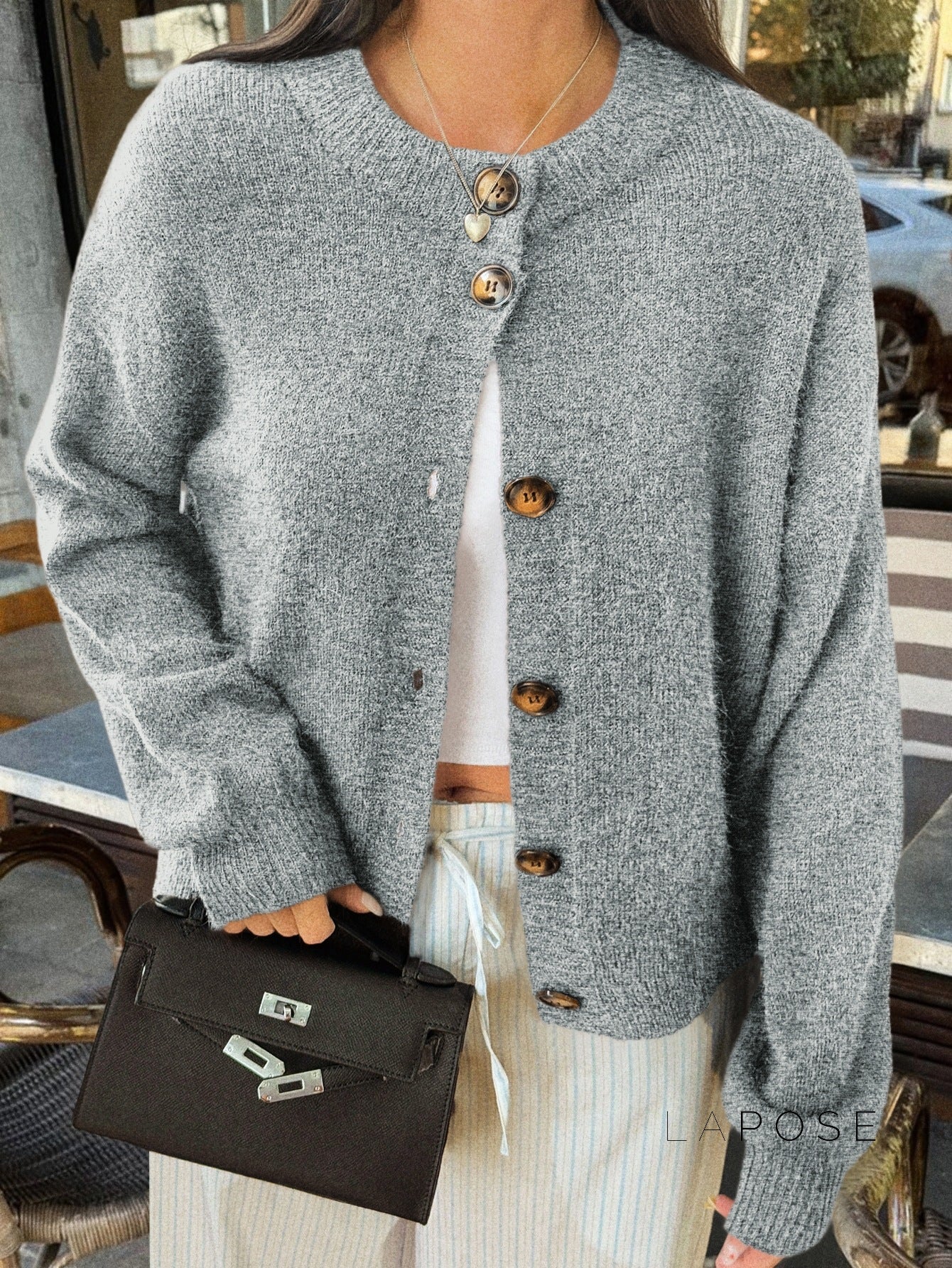 Kristy Button-Front Knit Cardigan [JK3PDM12]