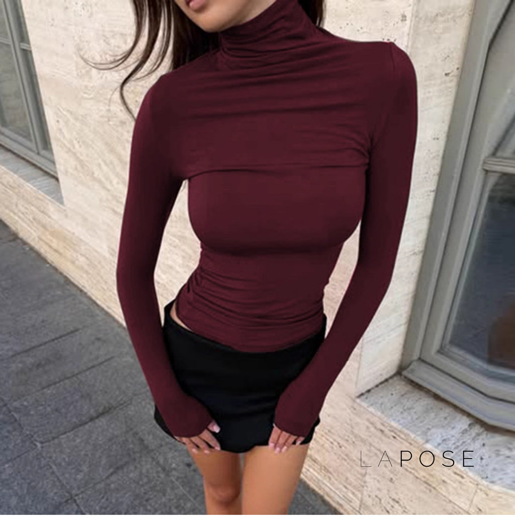 Kylee Slim Fit Turtleneck Top [U34EM25K]