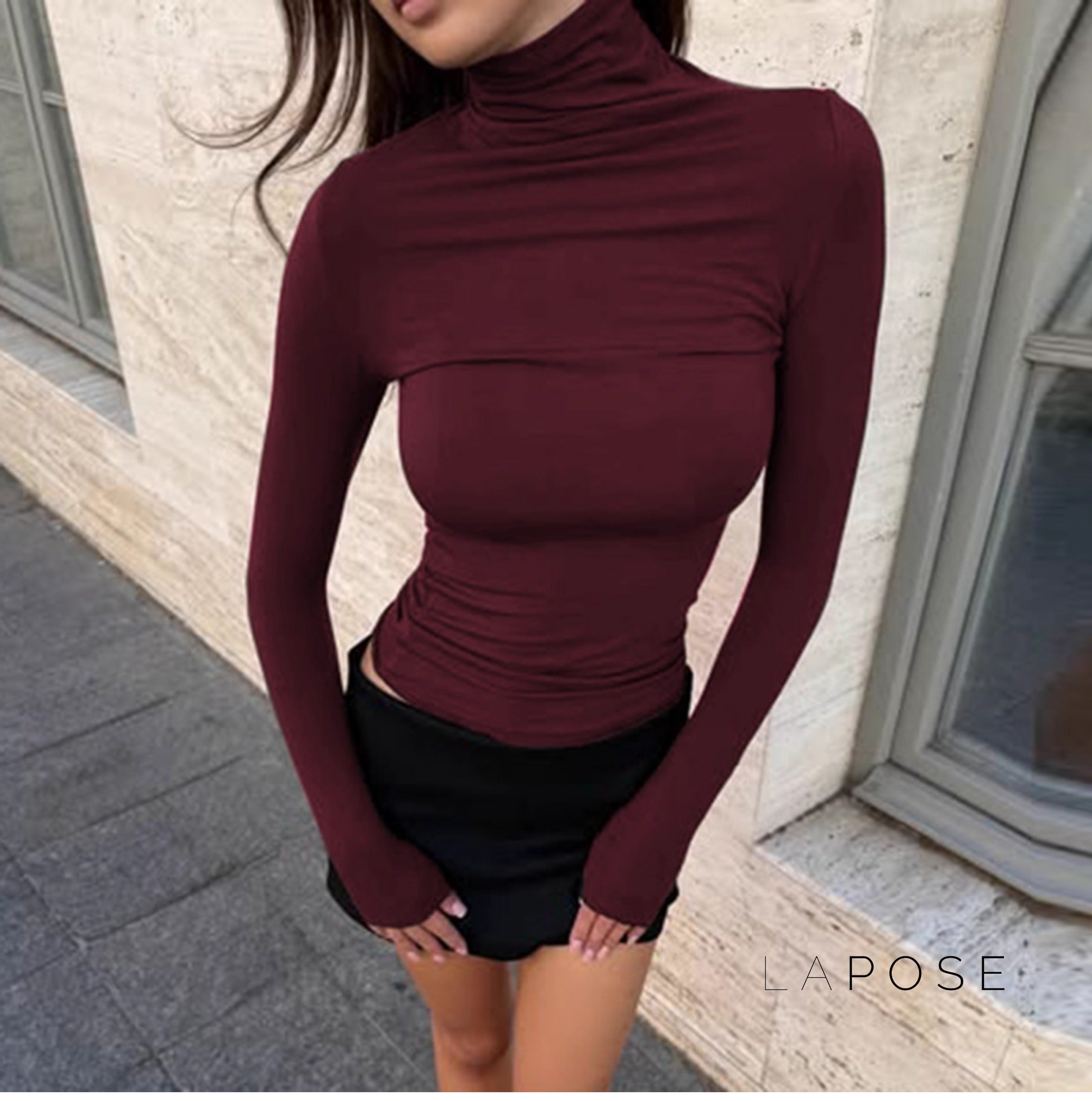 Kylee Slim Fit Turtleneck Top [U34EM25K]