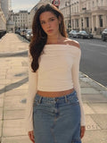 Kynzleigh Off-Shoulder Ruched Crop Top [HNKLYLN2]