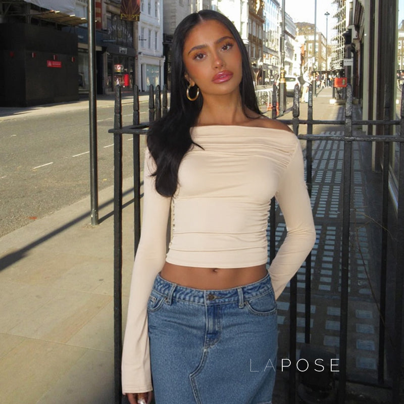 Kynzleigh Off-Shoulder Ruched Crop Top [9HWTWA6G]
