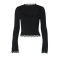 Lace Flare Sleeve Square Neck Top [T6PN2R7Z]