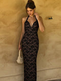 Lace Halter Slit Maxi Dress [F500EFVM]