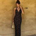 Lace Halter Slit Maxi Dress [KYIDZJYE]