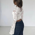 Lace Patchwork Flared Sleeve Top [IDUHORH9]