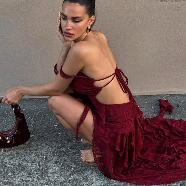 Lace Patchwork Strapless Mini Dress [BSHVFU3H]