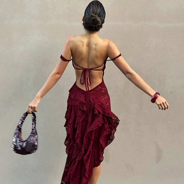 Lace Patchwork Strapless Mini Dress [I9TTT5JU]