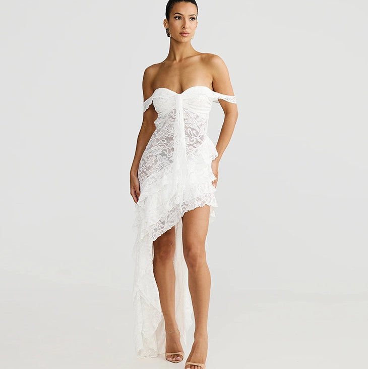 Lace Patchwork Strapless Mini Dress [D5KYD86B]