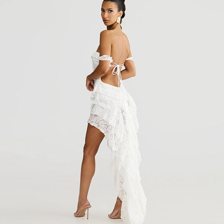 Lace Patchwork Strapless Mini Dress [29OO7Z14]