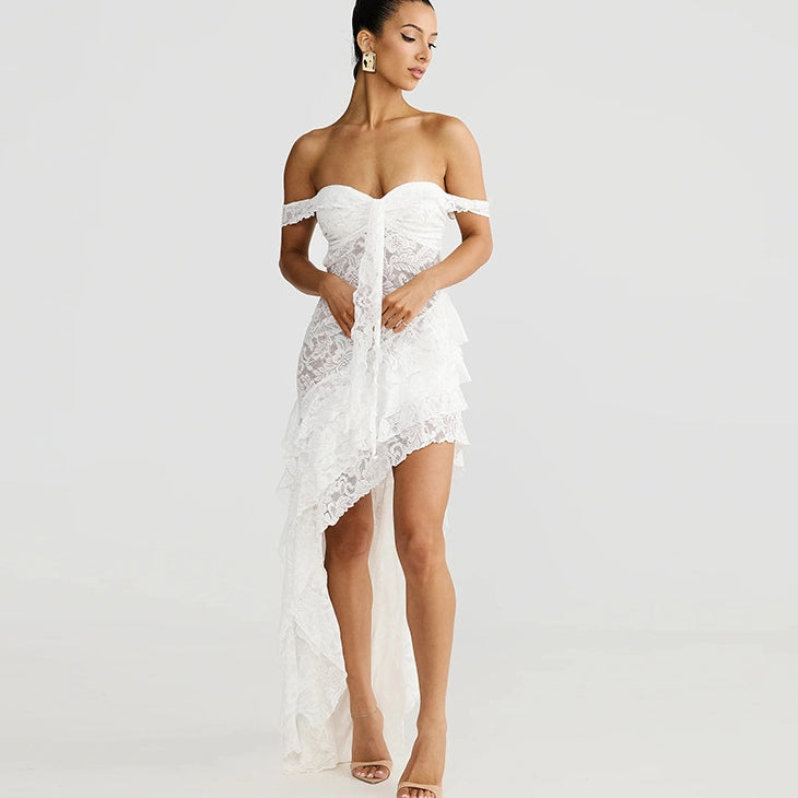 Lace Patchwork Strapless Mini Dress [GC8PZGVA]
