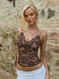 Lace See-Through V-Neck Camisole [H273OO35]