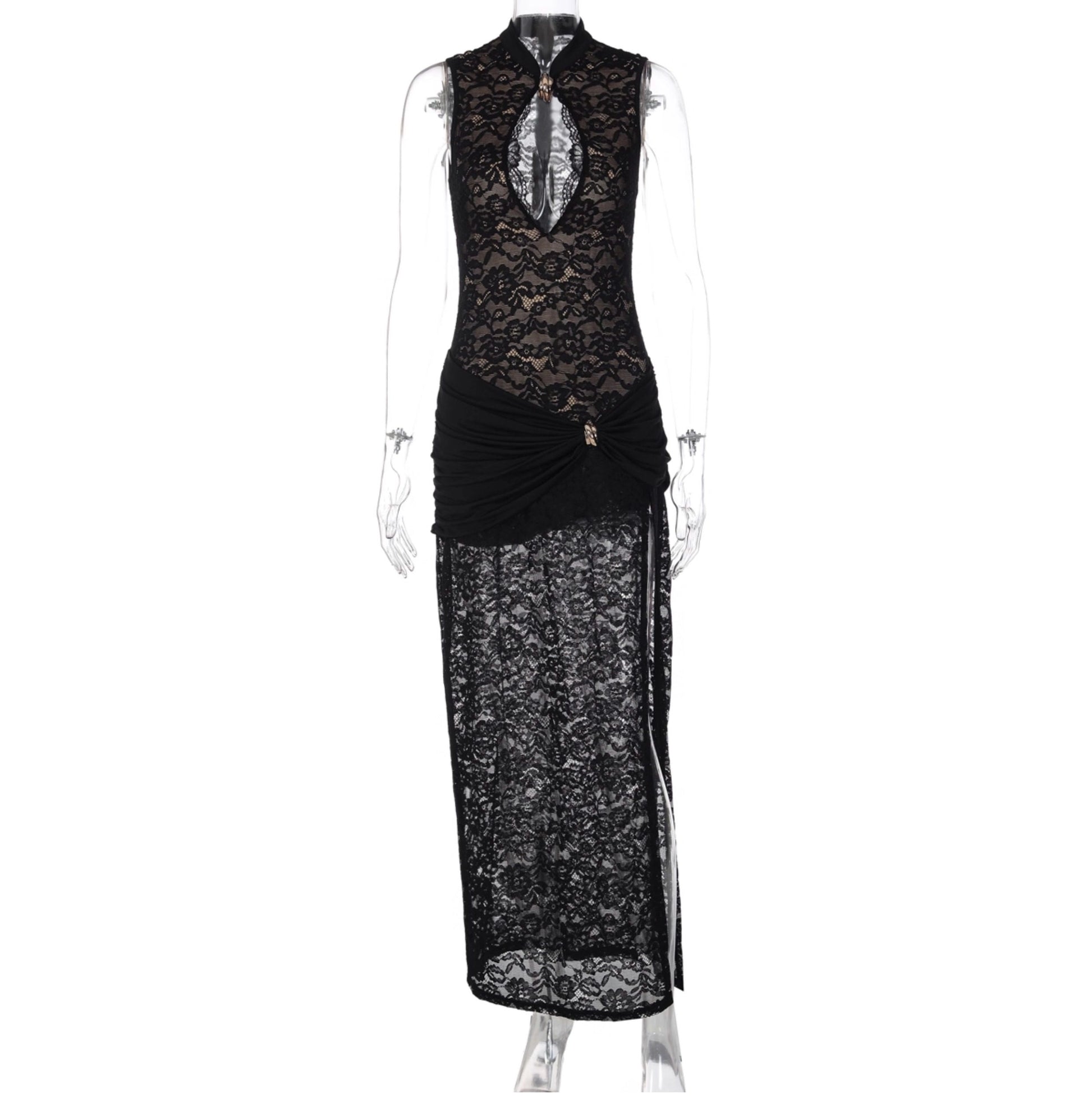 Lace Slit Maxi Dress [R53XN9FS]