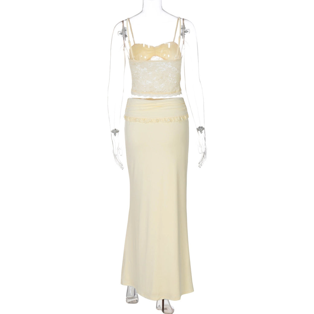Lace Trim Camisole & Fishtail Skirt Set [ZFKMXHAP]