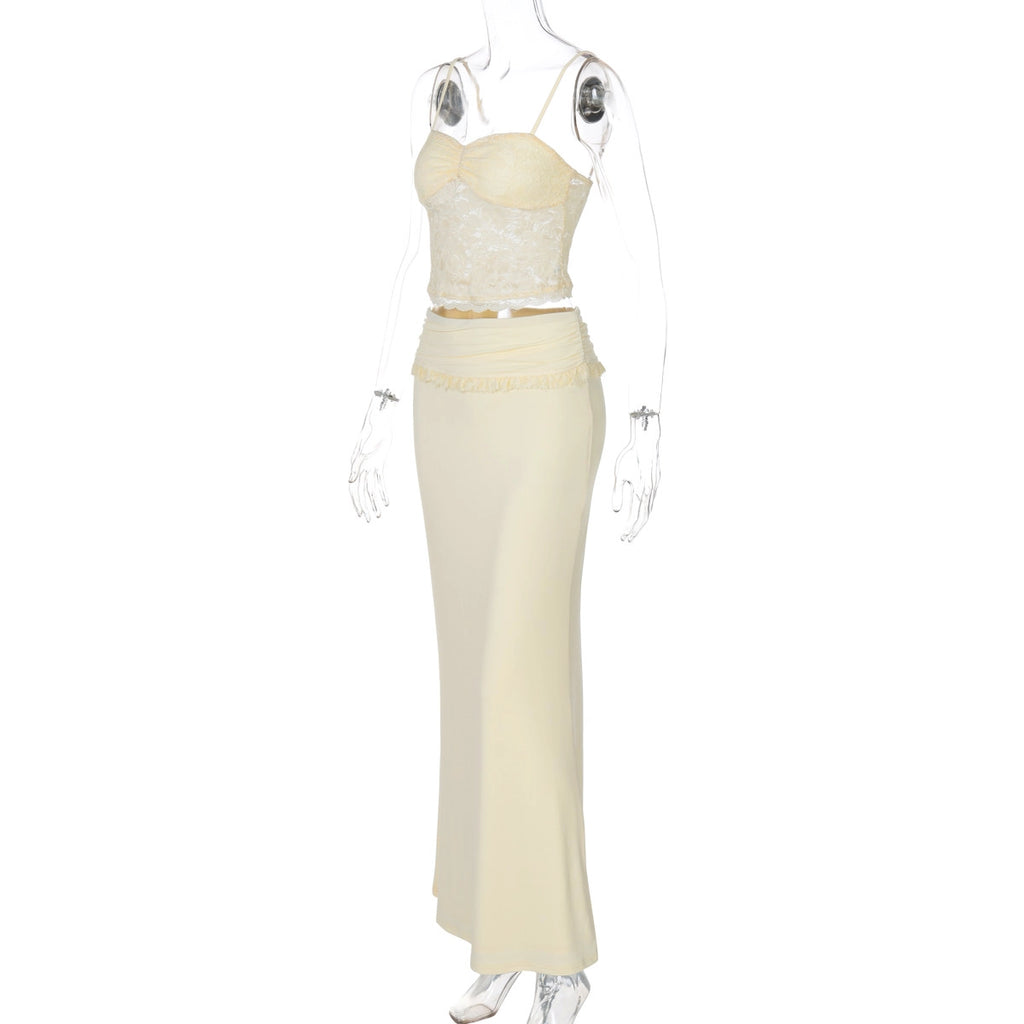 Lace Trim Camisole & Fishtail Skirt Set [O2VMN17Y]