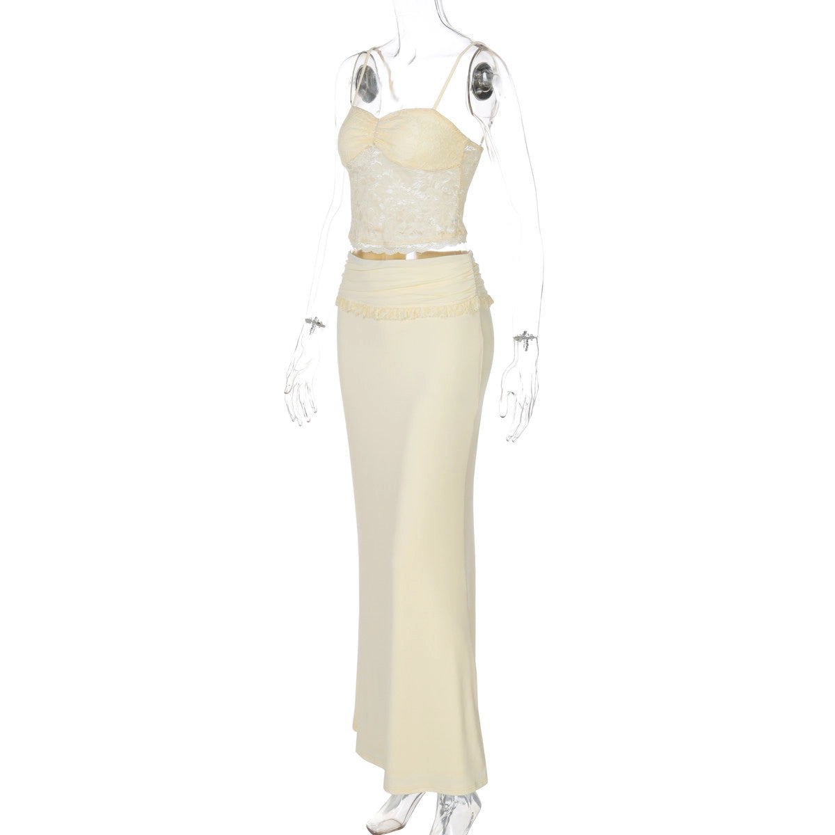 Lace Trim Camisole & Fishtail Skirt Set [O2VMN17Y]