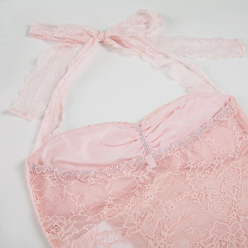 Lace Trim Halter Camisole Top [MNIW9XVM]