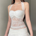 Lace Trim Halter Camisole Top [CW8VSLUZ]