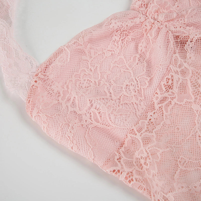 Lace Trim Halter Camisole Top [JLG4HE14]