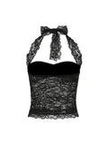 Lace Trim Halter Camisole Top [T2J275BW]