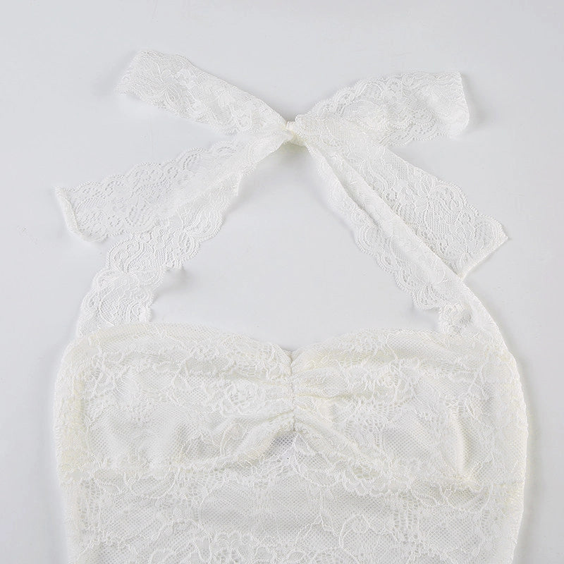 Lace Trim Halter Camisole Top [PEJPXXII]