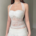 Lace Trim Halter Camisole Top [U0PHSSPU]