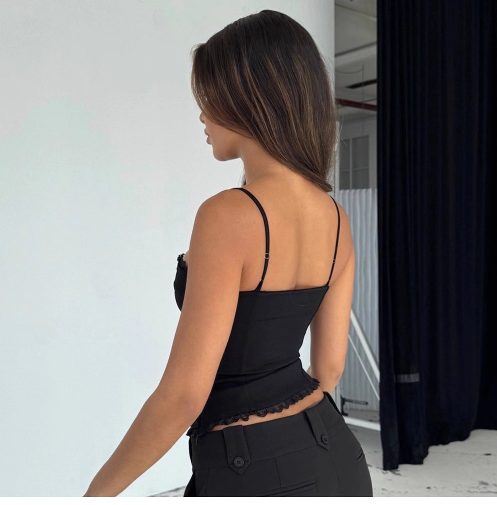 Lace Trim Patchwork Camisole [BNANI3L0]