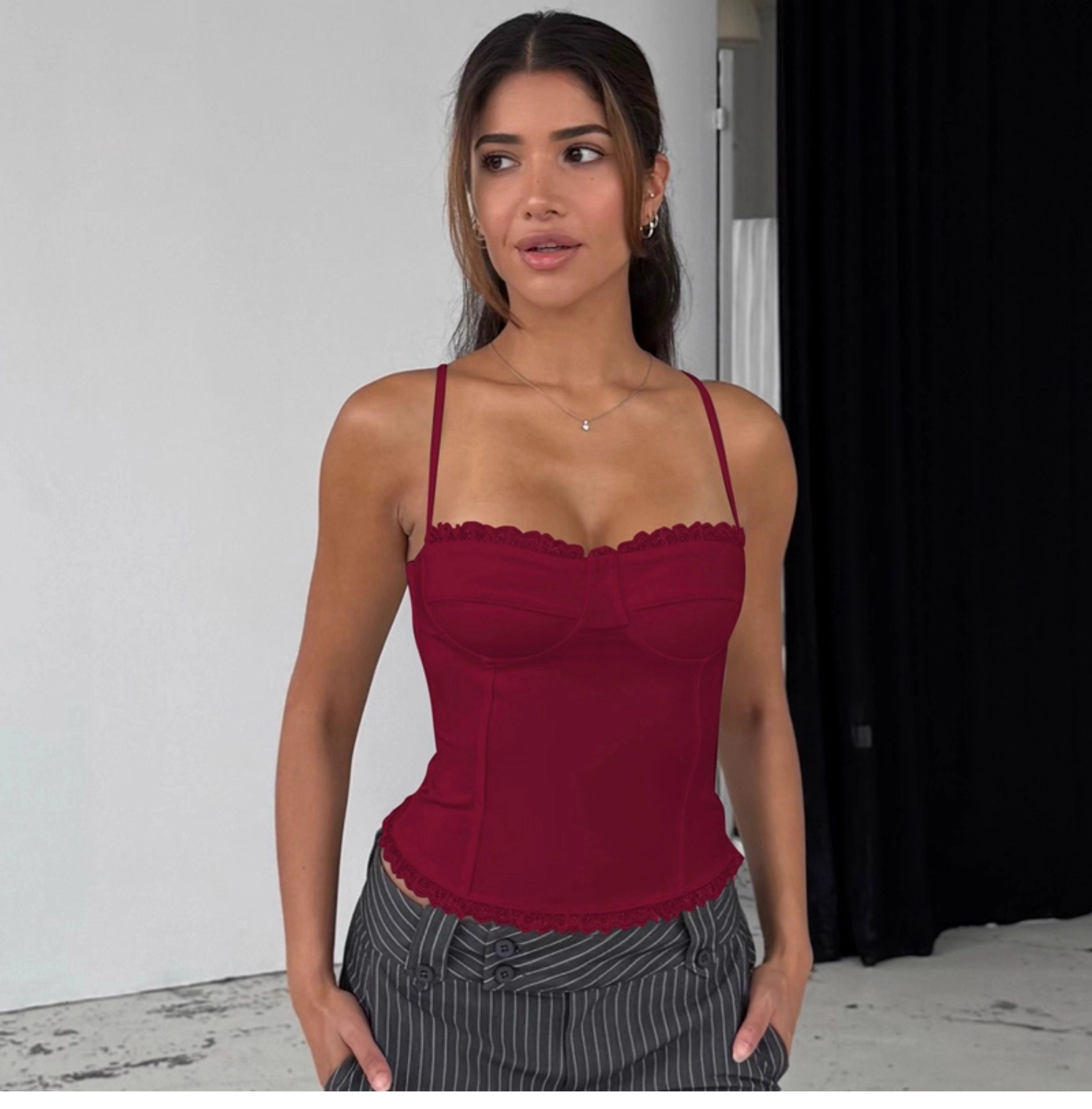 Lace Trim Patchwork Camisole [000QB7NP]