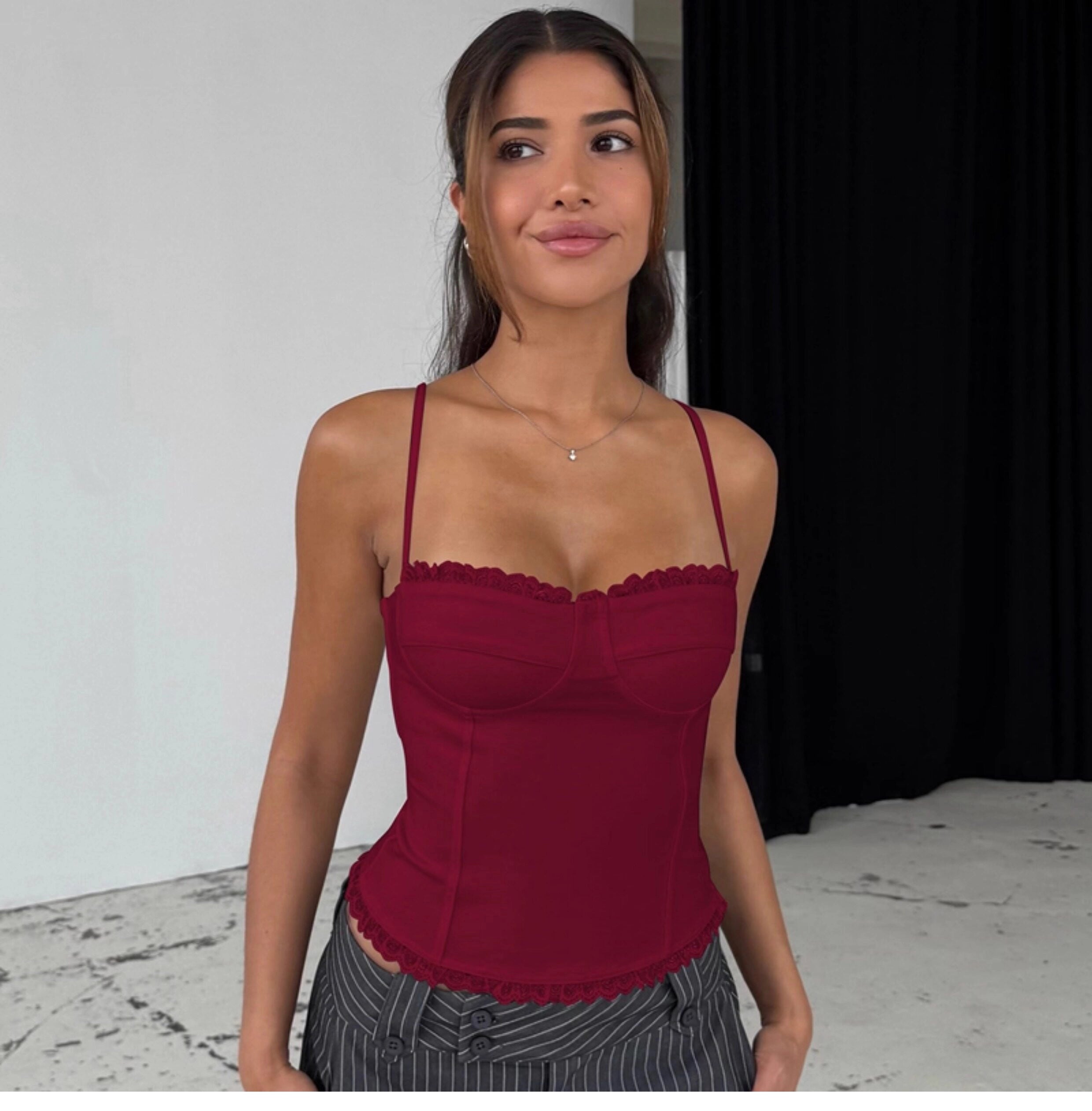 Lace Trim Patchwork Camisole [9XACKDVN]