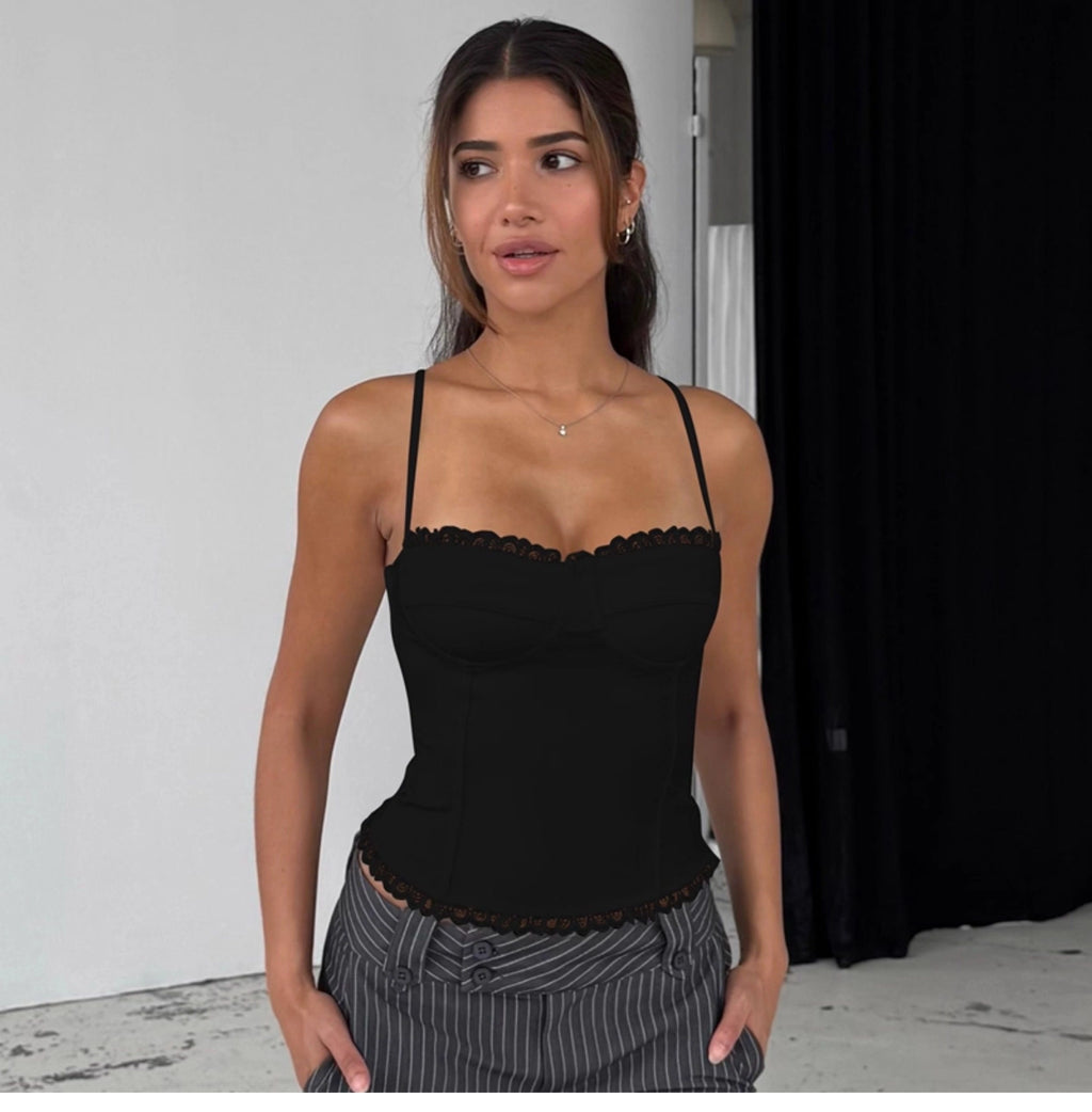 Lace Trim Patchwork Camisole [EZXVEW5A]
